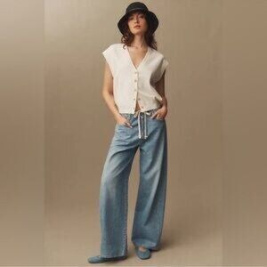 Maeve by Anthropologie NWT Ivory Slouchy Oversized Cardigan Sweater vest XXS